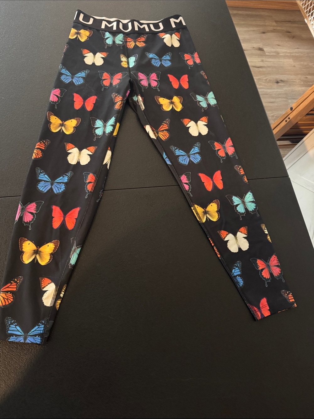 Mumu Black Butterfly Print Leggings XL